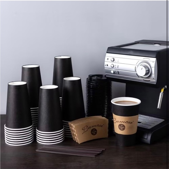 16OZ 50 Pack Coffee Cups, 16 Ounce To Go Cups with Lids, Stir Sticks and Sleeve - Picture 7 of 7